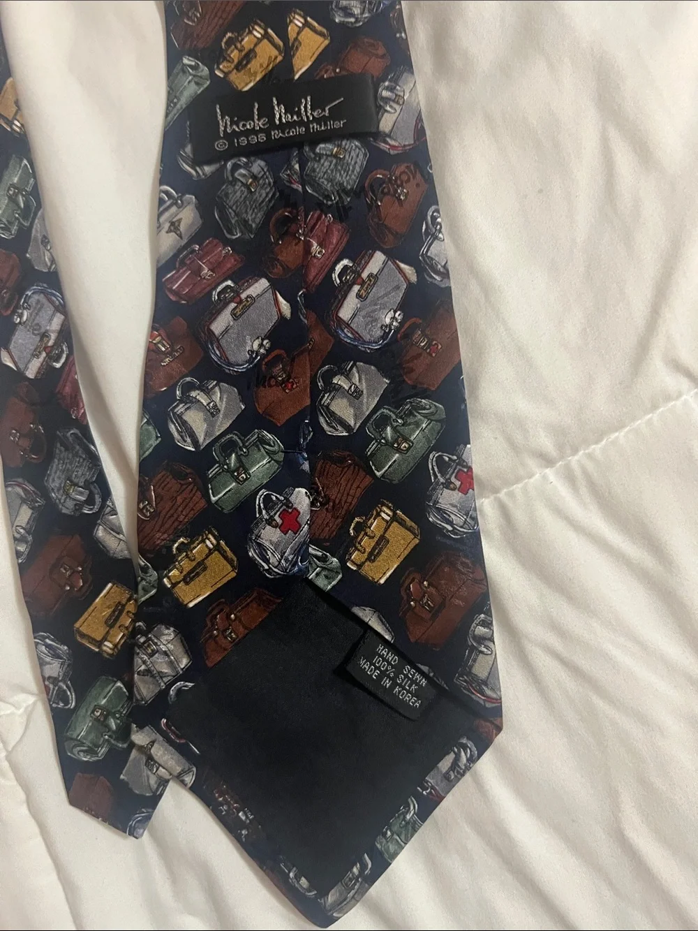 Nicole Miller Navy Tie with Multi-Color Medical Bags Motif (#35)